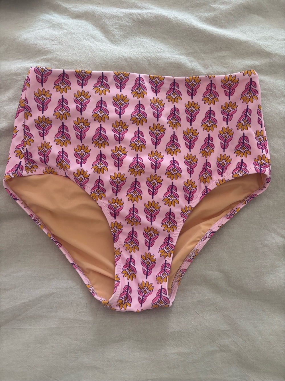 Kids High-Waist Pink Floral Swim Bottoms